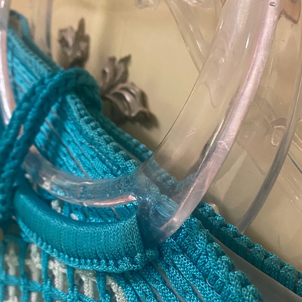 Vintage- Blue Woven Tote Bag with Clear Handles - - Picture 4 of 12
